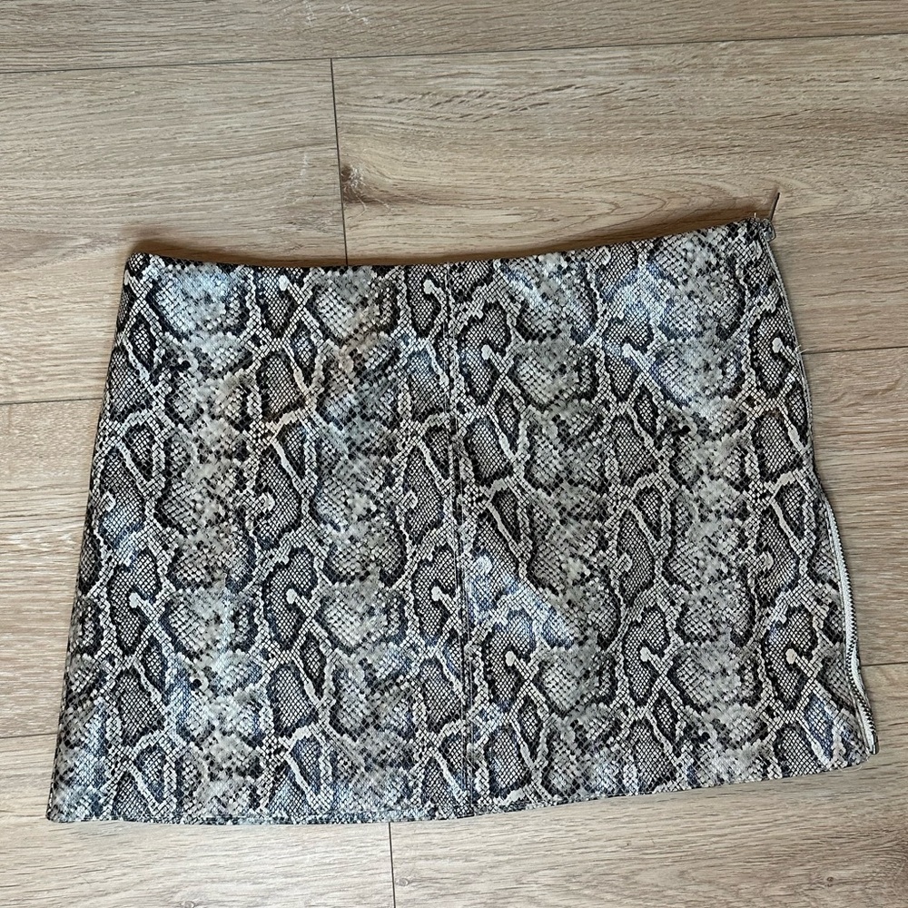 Neutral Snake Print Mini Skirt